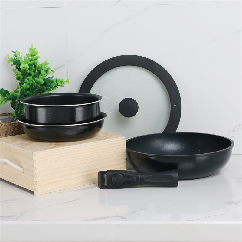 Moss & Stone Pots and Pans Set Nonstick, Removable Handle Cookware,  Stackable Po